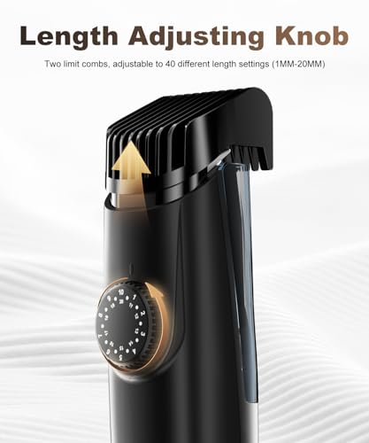 Image of Vacuum Beard Trimmer for Men, No Mess Trimming, 40 Adjustable Lengths Dial, Smooth Ceramic Blade for Sensitive Skin, Waterproof Wet /Dry, LED Display, USB-C Grooming Kit-Matte Black