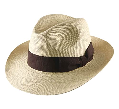 Classic Italy Authentique Chapeau Panama, tressage Traditionnel en Équateur Large Bord, Homme ou Femme Bogart Brisa - Taille 58 cm - Naturel Cover