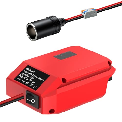 18V to 12V Step-Down Power Converter | for Milwaukee M18 Batteries | 12V/20A/240W Output with Cigarette Lighter Socket for Car Fridges & Appliances