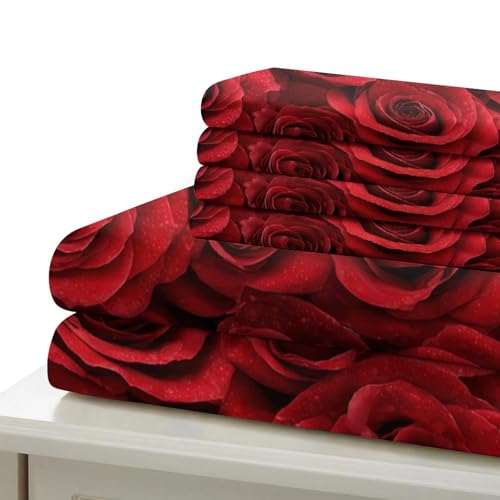 Housse de couette fleurs rouges hypoallergique pour sommeil sensible - 7
