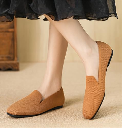 Knit Ballet Flats for Women Square Toe Knit Shoes Comfort Dressy Flat Mary Jane Shoes Lightweight Penny Loafers Slip On3