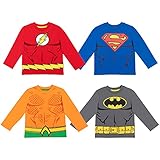 DC Comics Justice League Batman Superman Flash Aquaman Toddler Boys 4 Pack Long Sleeve T-Shirt 5T