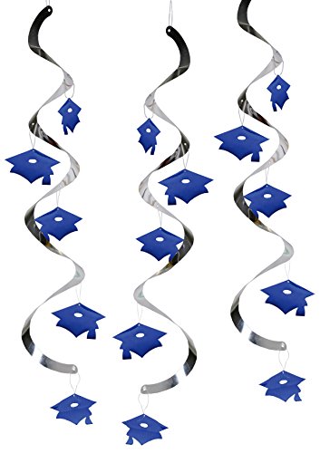 Creative Converting Graduation Caps Dizzy Danglers Party Decor, Blue