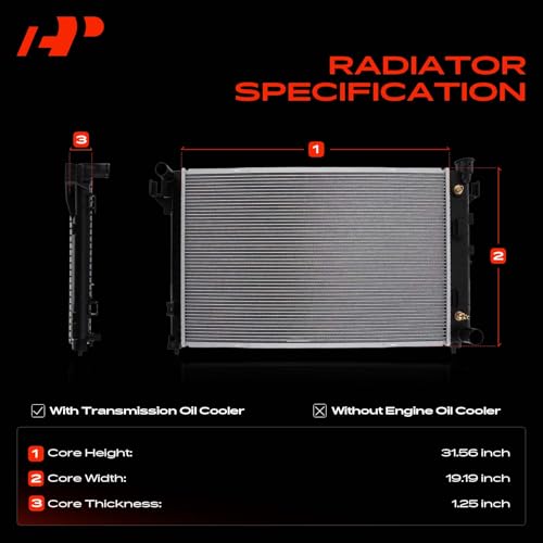 A-Premium Engine Coolant Radiator Assembly with Transmission Oil Cooler Compatible with Dodge Ram 1500 2500 1994-2001, Ram 3500 1994-1997, 3.9L 5.2L 5.9L, Automatic Trans., Replace# 8011552, 52006491 by A-Premium - Image 3