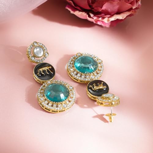 Image of Rubans Drop Earrings American Diamond Crystal Stylish Trendy Jewellery Gift for Women & Girls