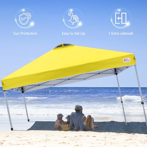 Image of MASTERCANOPY 10x10 Durable Pop Up Canopy Tent with 1 Sidewall, Yellow