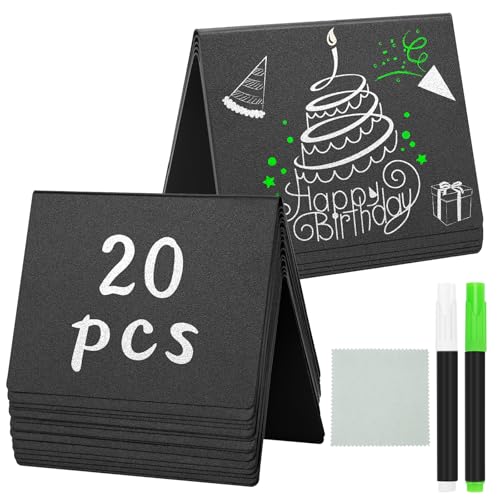 JEFURE 20 Stück PVC Mini Kreidetafeln zum Beschriften, V-Form...