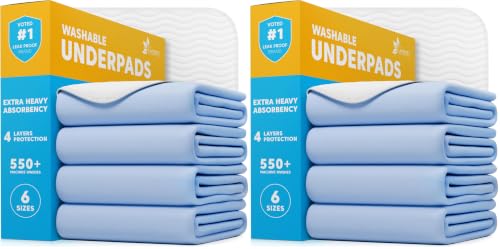 Image of GREEN LIFESTYLE Washable Underpads - Large Pads for use as Incontinence Bed Pads, Reusable Pet Pads, Great for Dogs, Cats, Bunny, Seniors Bed Pad (Pack of 8-34x36)