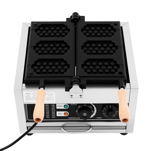 1500W Nonstick Waffle Maker Electric Stainless Steel Waffle Pop Maker w/Temperature and Time Control Double-Sided Heating for Bakeries, Restaurant, Kitchen