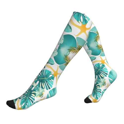 Tropical Beach Plant Theme Print, Compression Ankle Support Socks,Sports Socks,For Men Women Running Athletic