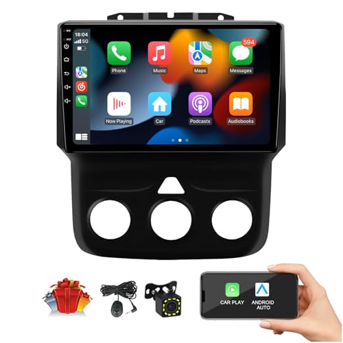 9 Inch Touch Screen Android Car Stereo for Dodge RAM 2013 2014 2015 2016 2017 2018 with Wireless CarPlay & Android Auto 8Core 4G+64GB,Radio,GPS,WiFi,Bluetooth,SWC (2013-2018 Year Manual A/C Only)
