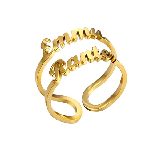 Nom personnalisé Bague Acier Titane Gravé Bague Personnalisée Bague Taille Ajustable Cadeau Commémoratif Créatif Cover