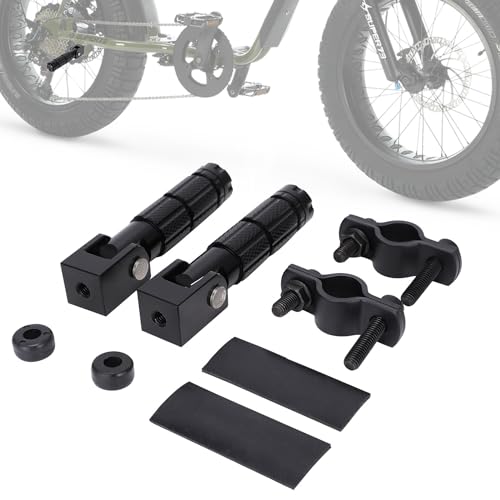 IUVWISN Electric Bike Foot Pegs Passenger Foldable Front/Rear Footpegs Rest Pedal with Mount Bracket CNC Compatible Fit for Ridstar Q20 E Bike Dirt Bike Black