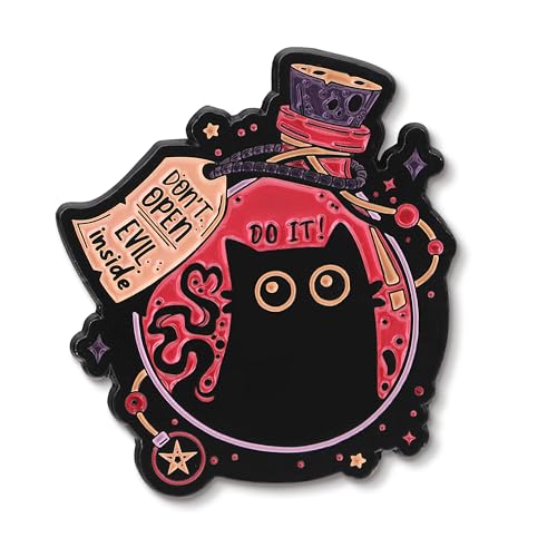 DAYANEY Black Cat Cute Pins, Evil Cats Enamel Anime pin as Halloween Horror spooky Pins, Goth Pin Witch Brooch Halloween Costume, Cat Lover Gifts for Women as Gifts for Cats Lovers