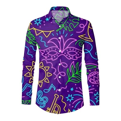 Camisa de manga larga para hombre diseño bailarina festiva con botones disfraz escenario