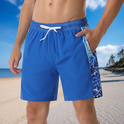 Men's Bathing Suits Trunks Breathable Printed Beachwear Board Shorts with Liner