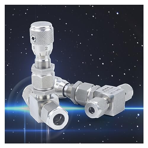 Vanne à pointeau coudée 1/4 compression inox 304 contrôle micrométrique