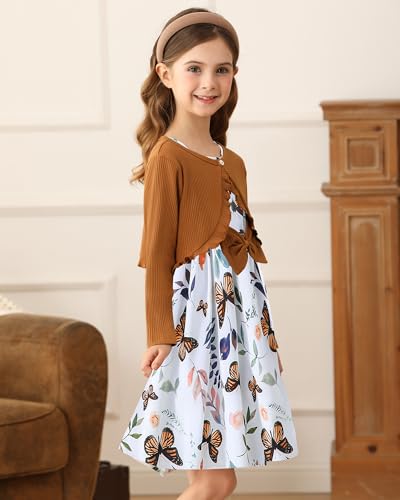 Rosibel Toddler Girl Dress and Cotton Cardigan for 2-8T Flora Patterned Sleeveless Dresses and Shrugs Sets3