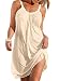 Casual Loose Mini Dresses for Women Beach Dress Sleeveless Pleated Fashion Apricot A
