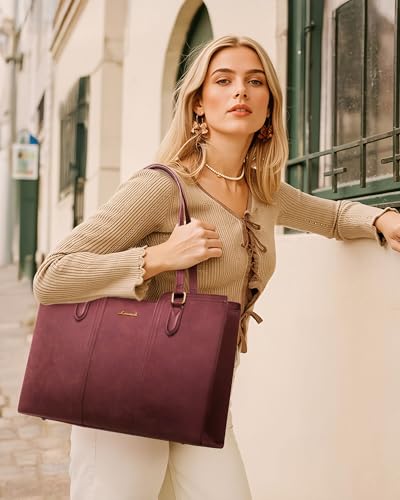 Image of LOVEVOOK Laptop Bag for Women - Waterproof Work Bag for Women & Vintage Laptop Tote Purse with Wristlet