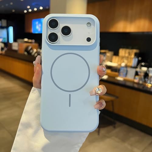 Coque iPhone 15 Pro Max silicone bleu chargeur induction magnétique