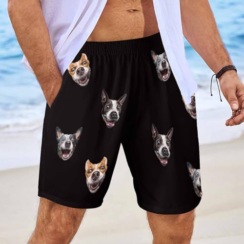 DIYKST Personalized Face Swim Trunks for Men Custom Photo Shorts Swim Trunks with Face on It Customized Face Shorts Black3