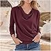 Women's Cowl Neck Shirts Long Sleeve Going Out Y2k Business Casual Loose Fit Tops Solid Color Fall Fashion Clothes S-2XL Wine