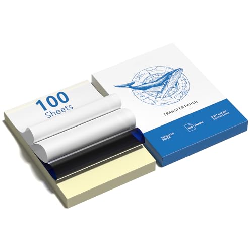 Tattoo Transfer Paper, 100 Sheets Tattoo Transfer Stencil Paper for Tattooing, Compatible with Stencil Printer & Tattoo Supplies, A4 Size