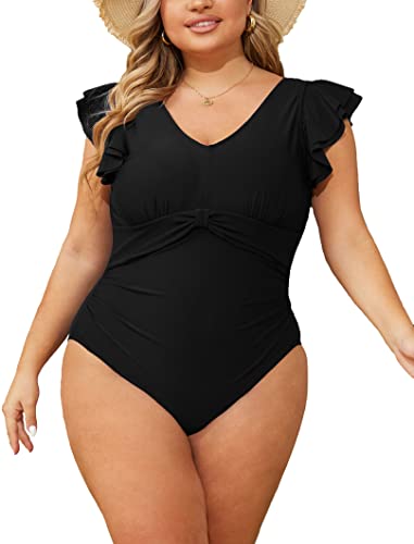 CheChury Traje de baño de Una Pieza Mujer Tallas Grandes Bañadores Volantes Push Up Bikini Deportivo Control del Vientre Trajes de Una Pieza Cuello en V Bañador Reductor Mujer Verano Ropa de Playa