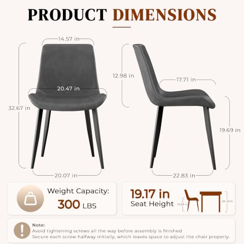 Image of Modern Dining Chairs Set of 8, PU Leather Dining Room Chairs, Upholstered Kitchen Chairs with Ergonomic Backrest & Sturdy Metal Legs, Grey