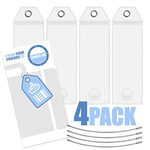 Cruise On Celebrity Cruise Luggage Tag Holder (4 Pack) – Fits All Celebrity Ships & Tags, Clear Travel Essentials for 2025-2026, Durable Waterproof Cruise Ship Accessories