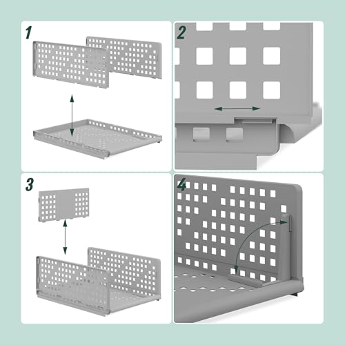 Bac de rangement pour organiser le dressing et le bureau lot de 3 gris