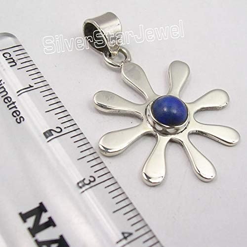 925 Sterling Silver Cabochon Lapis Lazuli Pendant 1.4" New Art Best Buy Labor Day Sales
