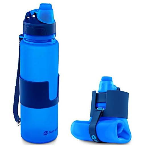 Nomader BPA Free Collapsible Sports Water Bottle - Foldable with Reusable Leak Proof Twist Cap for Travel Hiking Camping Outdoor and Gym - 22 oz (Vibrant Blue)