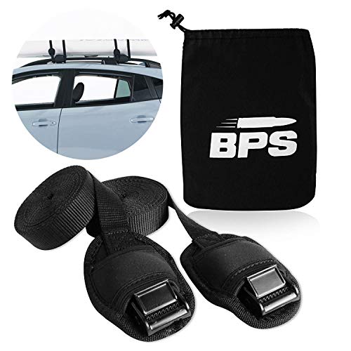 BPS 12 Foot Premium Car Roof Lashing Straps for Surfboard, Kayak, Paddleboard, Longboard, Bodyboard, and Canoe - Comes with a Pouch