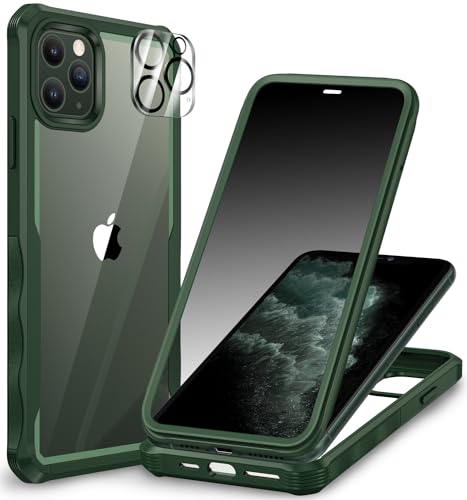 CENHUFO Sichtschutz Hülle für iPhone, mit Eingebautem Privacy Panzerglas Displayschutz und Kameraschutzfolie 360 Grad Handyhülle Schutzhülle Stoßfest Bumper AntiSpy Cover komplett Case -Schwarz