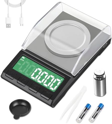 Professional Milligram Scale Rechargeable, 100g/0.001g Diyife High Precision Small Pocket Scale with Backlit LCD Display, Tare, Calibration, Portable Mini Scale for Medicine, Lab, Gold, Jewelry