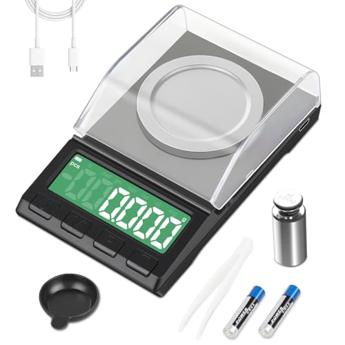 Portable Milligram Scale 100g/0.001g, Diyife Rechargeable Gram Scale with 8 Units, High Precision