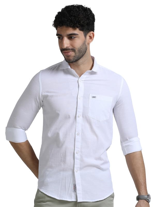 u. s. pitchers U.S. PITCHERS Men's Casual White and Black Linen Blend Shirt - Lightweight, Breathable, and Stylish-picture-11