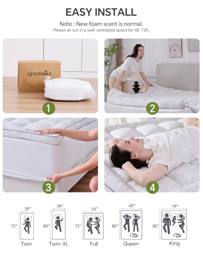 3 Inch King Mattress Topper Bamboo Viscose Thick Pillow Top Mattress Pad - image 9