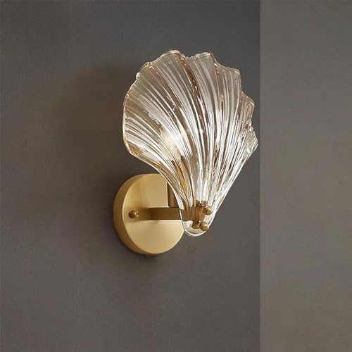 Apliques de pared de concha en latón con cristal de oro E14 3