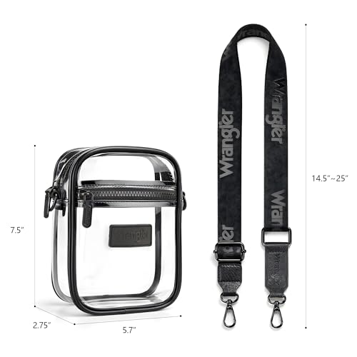 Image of Wrangler Clear Bag for Stadium Events Crossbody Purse for Concerts, Sports | Stadium Approved Clear Bag for Sports,Concerts|See Through Bag|0.4mm Thickened PVC|Waterproof|Lightweight