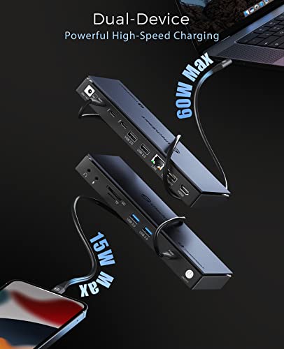 Utechsmart Thunderbolt 4 Docking Station, 16 In 1 Thunderbolt 4 Dock, Single 8K, Quintuple Displays Support 4K@60Hz, 40Gbps Data Transfer, Dp,Hdmi,1000M Rj45,Usb3.0,Sd/Tf Slot,120W Dc Adapter Included #TOP4