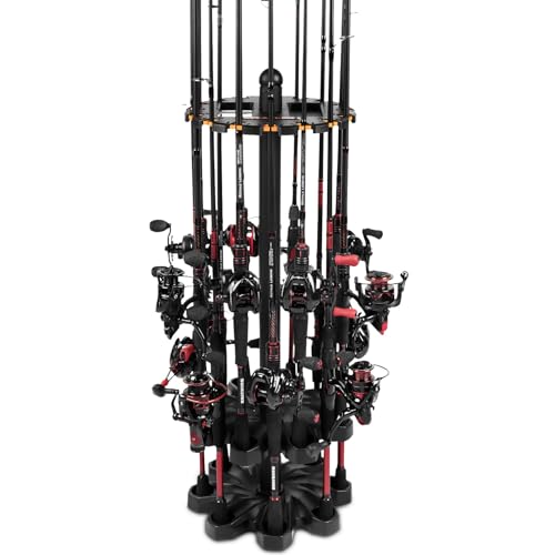 KastKing V16 Fishing Rod Holder for Garage, Floor Rack Holds Up to 16 Rods & Combos, Space-Saving Fishing Pole Organizer with Protective Foam, Durable ABS, Fishing Gear & Accessories Gift for Men