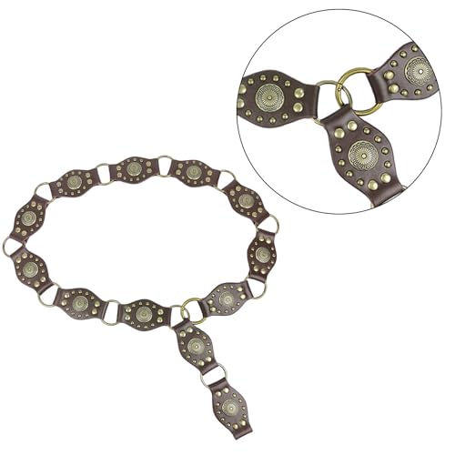 Ethnic Adult Waist Belt With Carved Flower Rivets Waistband PU Waist Belts For Women Skirt Waist Belt4