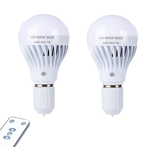 Bsod Ac 85-265V 7W Led Magic Bulb With Remote Controller Cool White Emergency Light With Rechargeable Built-In Battery E27 Lamp For Home Indoor Lighting (White 2 Pack) #TOP3