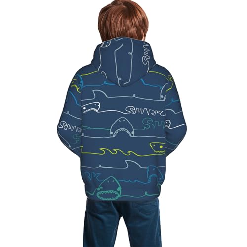 Shark With Sunglasses and Lobste Kid Hoodies Boys Sweatshirts Girls Pullover with Pocket4