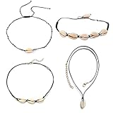 Verstellbares Design: bequem zu bedienen, Shell Choker kann leicht eingestellt werden, Sie können die Länge an Ihren Hals anpassen, indem Sie den kleinen Schwanz festziehen, geeignet für 30,5 cm – 59,9 cm Halsgröße, kann bei den meisten Frauen und Mädchen getragen werden.