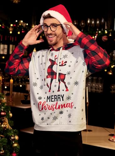 Arvilhill Men's Ugly Christmas Hoodies Vintage Red Plaid Sweatshirt (S-3XL) - Image 4