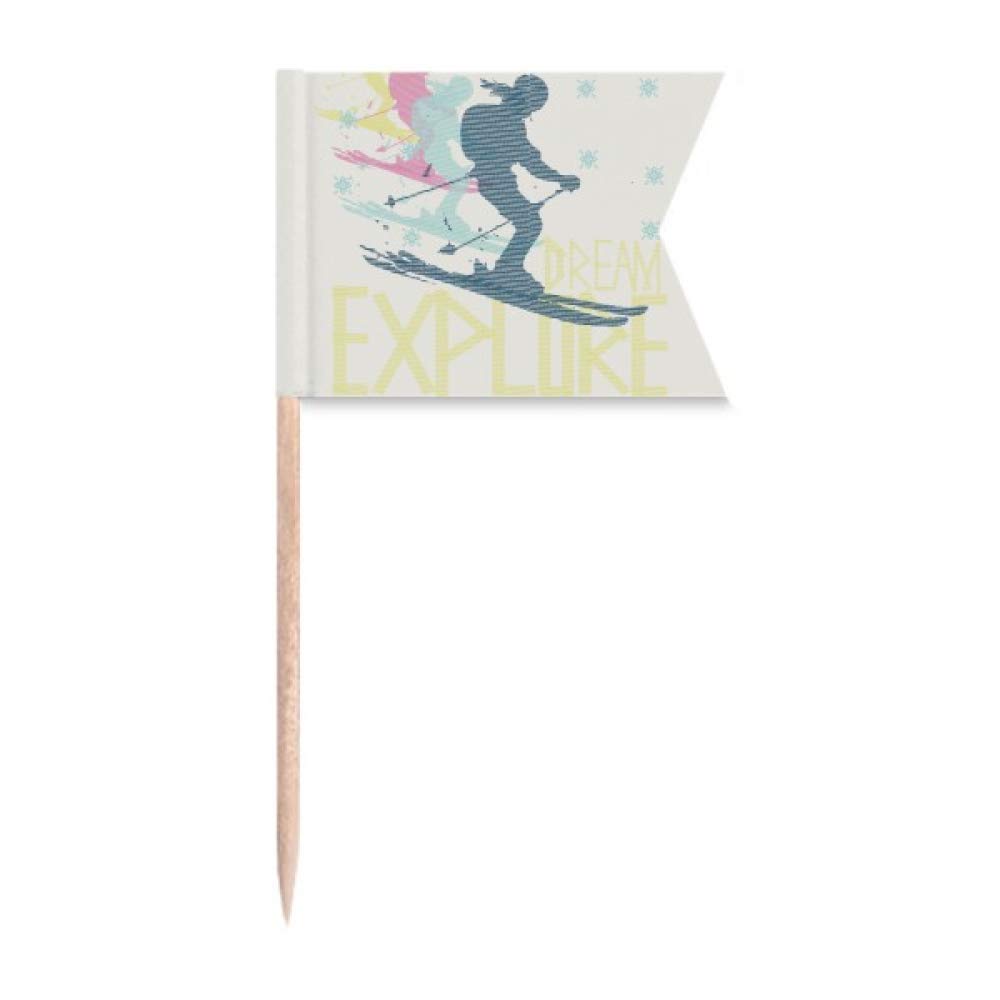 Illustration de ski colorés pour gâteau de fête sans coulure ni tache